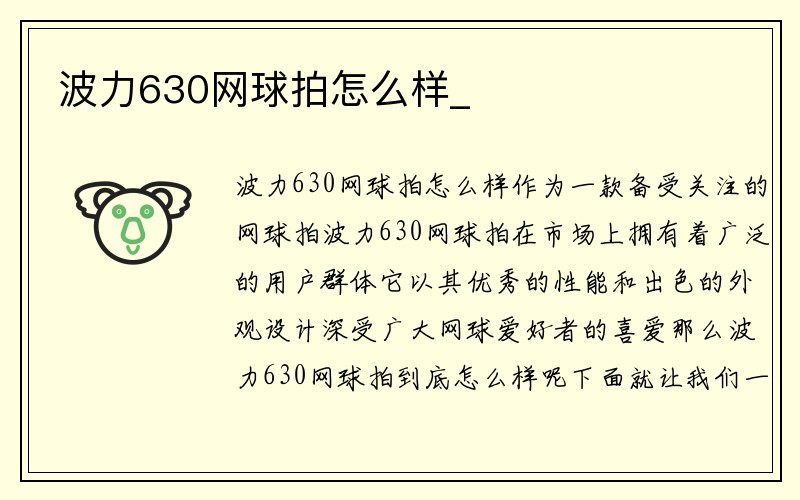 波力630网球拍怎么样_