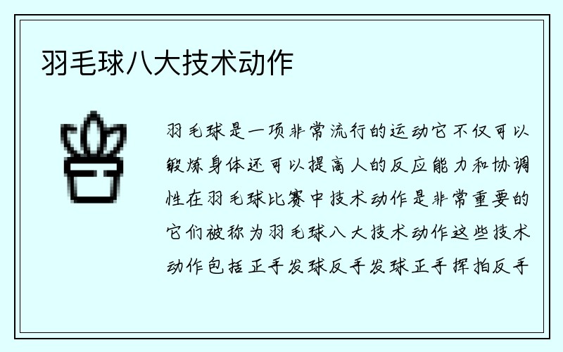 羽毛球八大技术动作