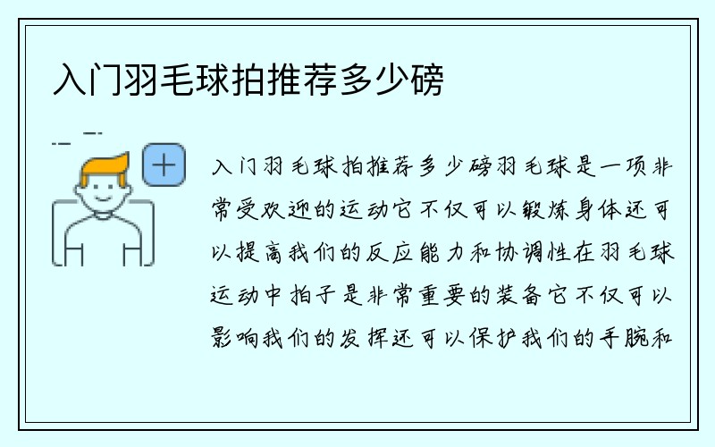 入门羽毛球拍推荐多少磅