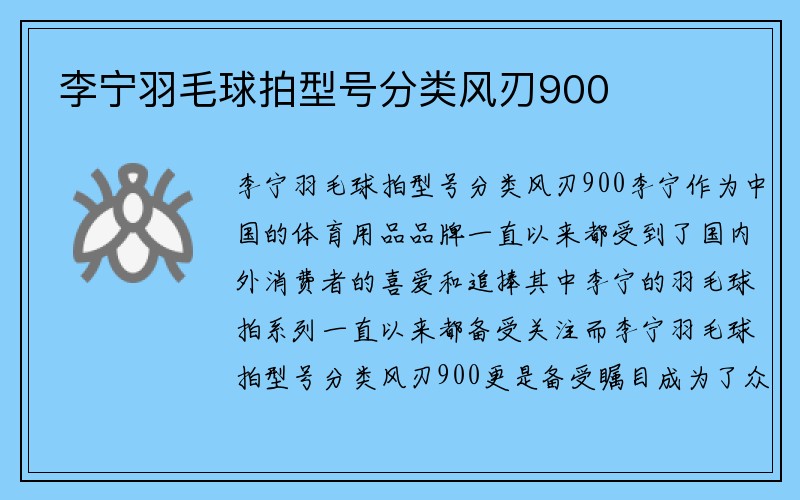 李宁羽毛球拍型号分类风刃900