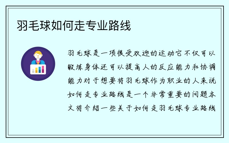 羽毛球如何走专业路线